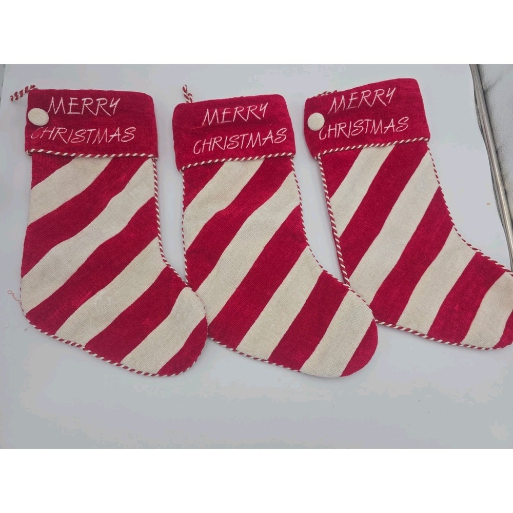 Vintage '01 PRIMA CREATIONS Christmas Stocking ~ Red White Candy Cane Stripe 3